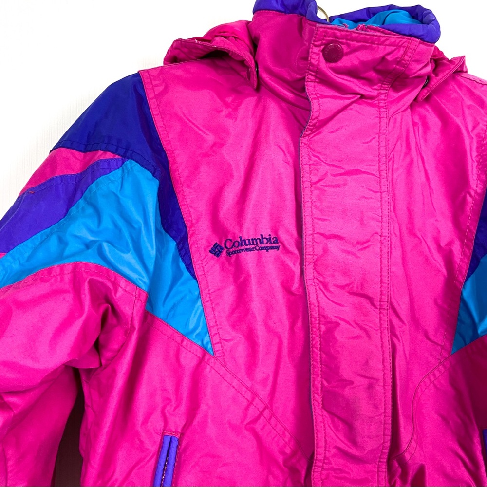 Columbia Girls Hooded Coat Parka Pink Blue Size 10/12 - Picture 6 of 10